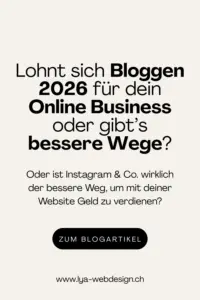 Hier ist ein Pinterest Pin abgebildet und steht in schwarzer Schrift, ob sich in 2026 noch ein Blog lohnt