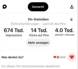 Bloggen: Auf diesem Bild ist meine Pinterest Statistik abgebildet.